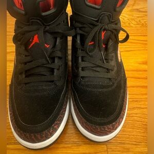 Jordan Spizike, black, red and white sneakers, size 12